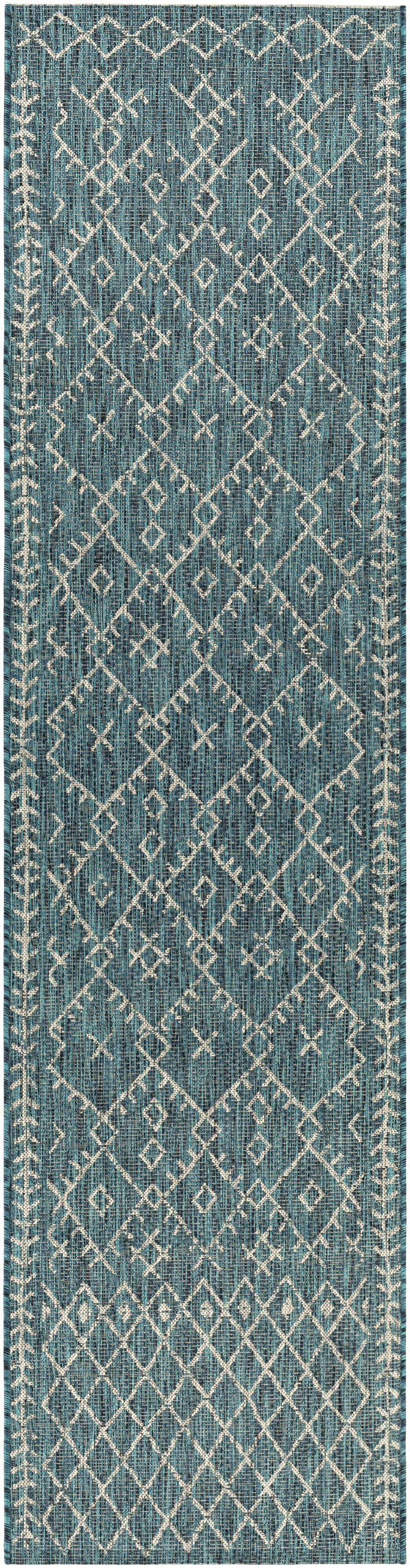 Rapelje Teal And Beige Modern Style Outdoor Area Rug