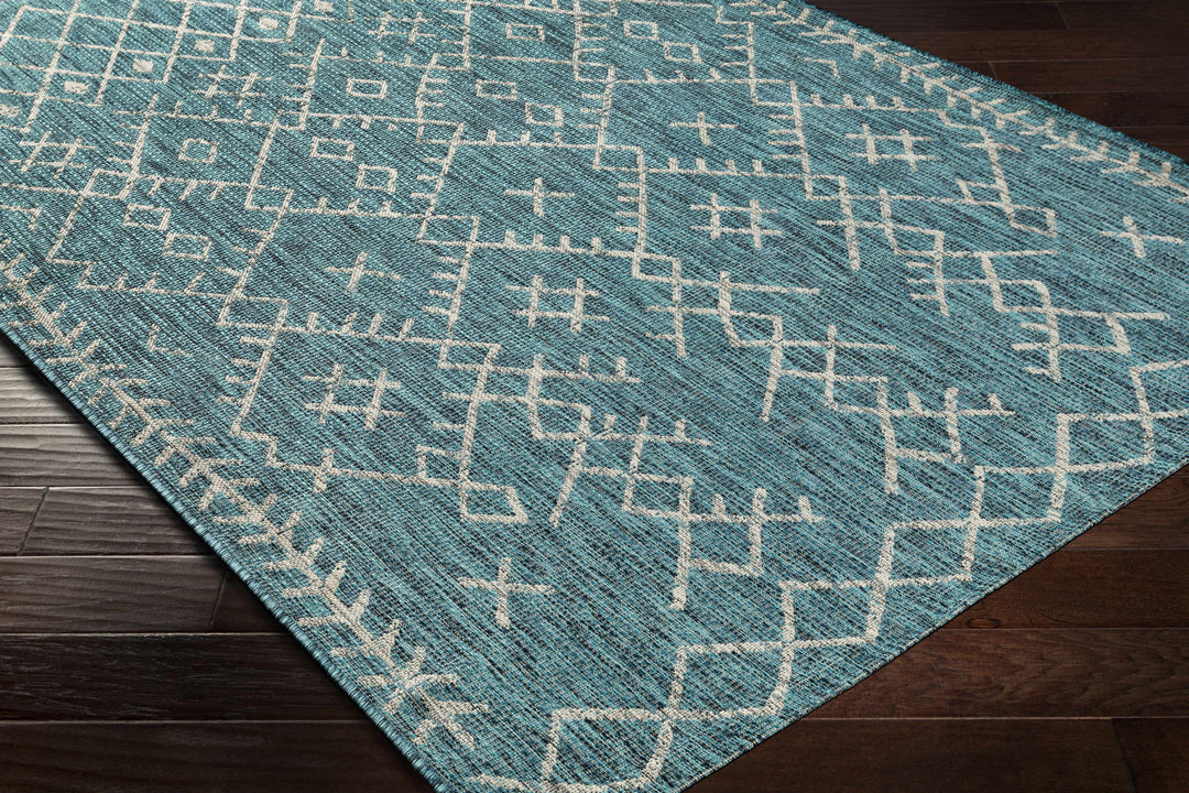 Rapelje Teal And Beige Modern Style Outdoor Area Rug