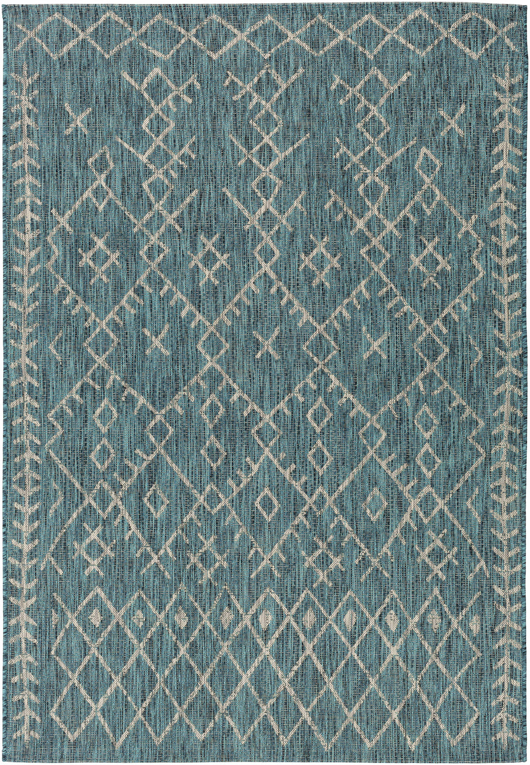 Rapelje Teal And Beige Modern Style Outdoor Area Rug