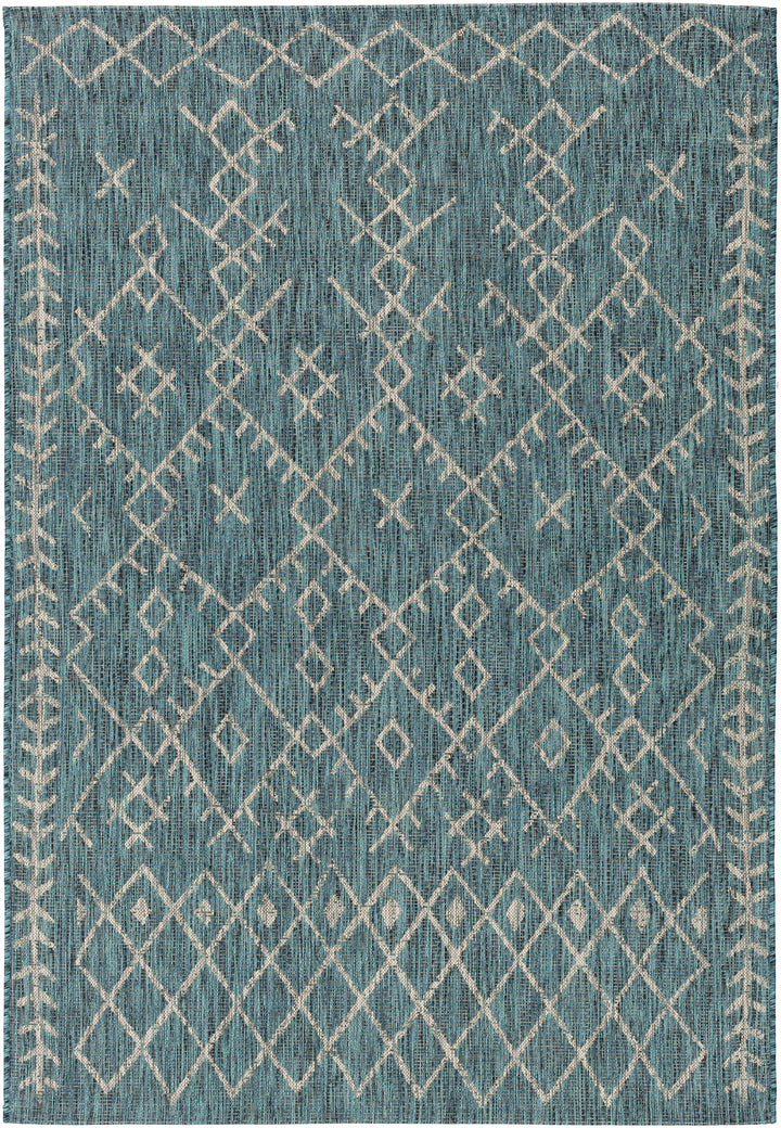 Rapelje Teal And Beige Modern Style Outdoor Area Rug