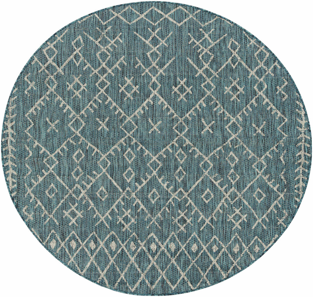 Rapelje Teal And Beige Modern Style Outdoor Area Rug