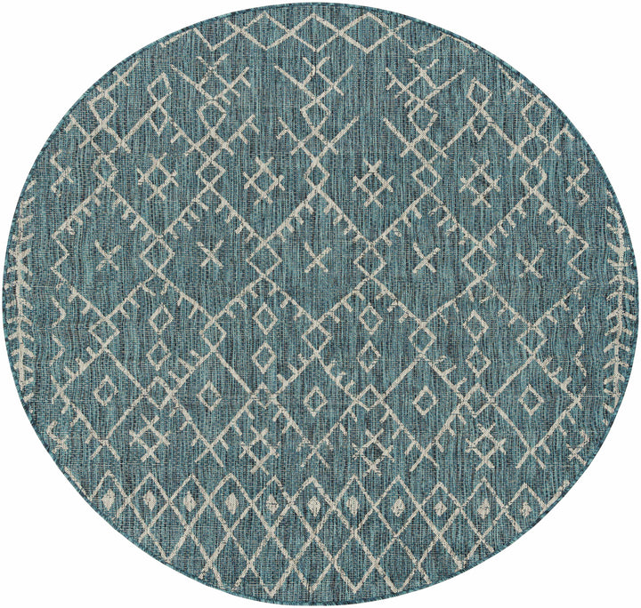 Rapelje Teal And Beige Modern Style Outdoor Area Rug