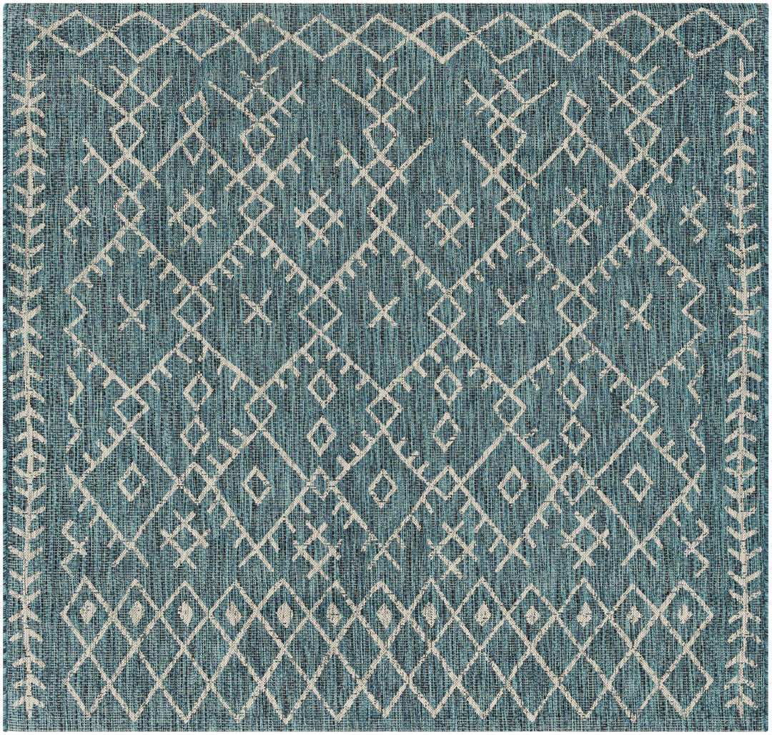 Rapelje Teal And Beige Modern Style Outdoor Area Rug