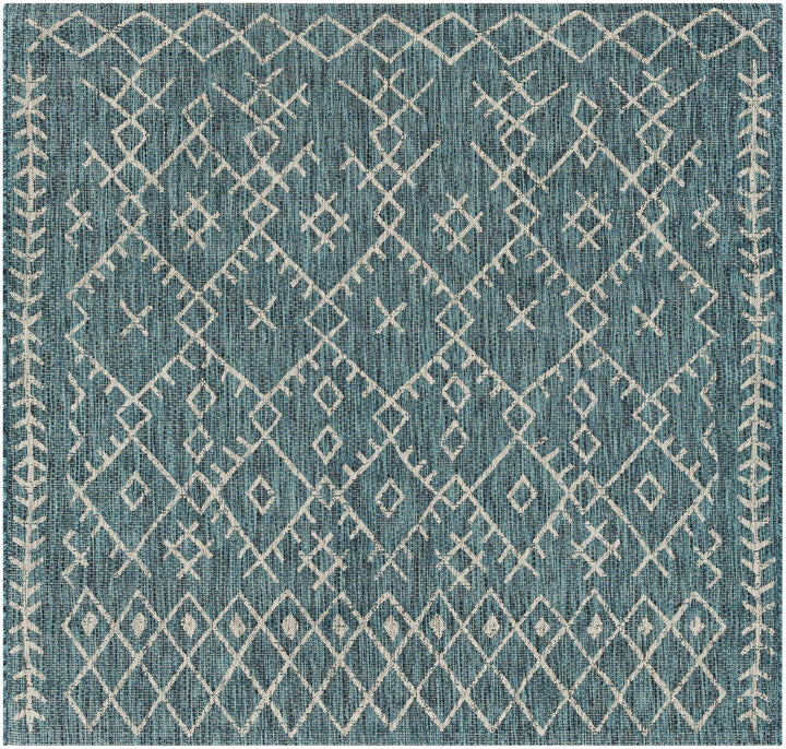 Rapelje Teal And Beige Modern Style Outdoor Area Rug