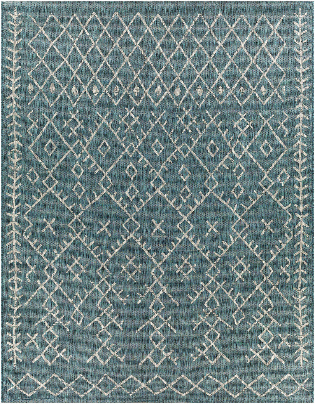 Rapelje Teal And Beige Modern Style Outdoor Area Rug