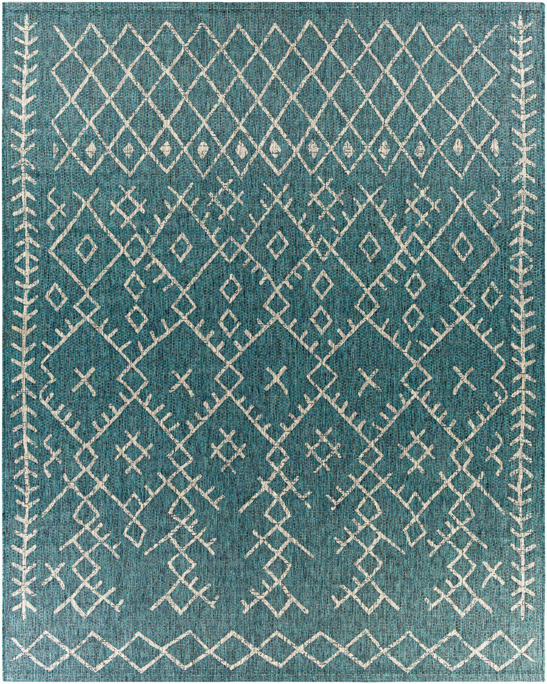 Rapelje Teal And Beige Modern Style Outdoor Area Rug