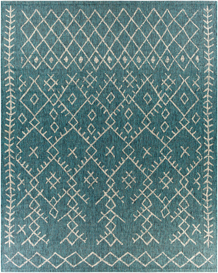 Rapelje Teal And Beige Modern Style Outdoor Area Rug