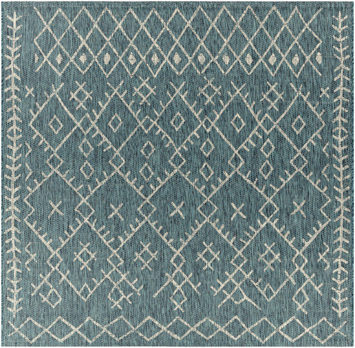 Rapelje Teal And Beige Modern Style Outdoor Area Rug