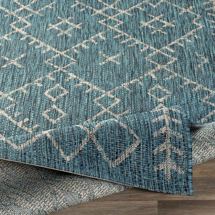 Rapelje Teal And Beige Modern Style Outdoor Area Rug
