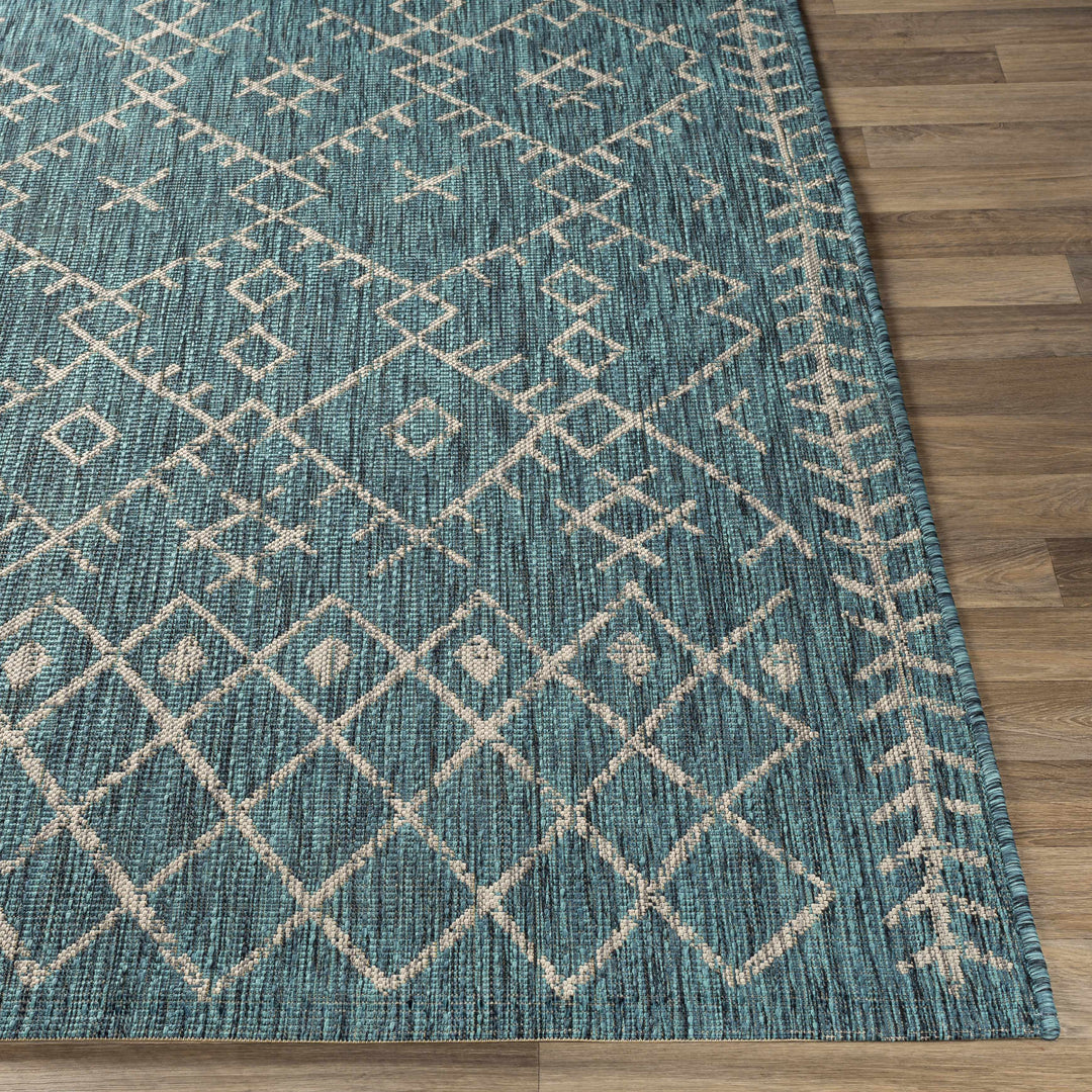 Rapelje Teal And Beige Modern Style Outdoor Area Rug