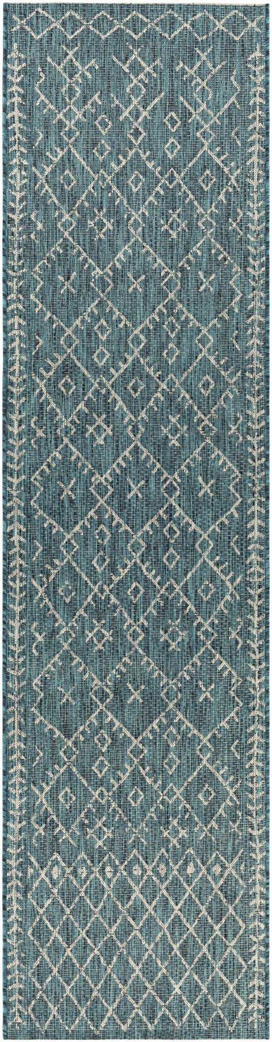 Rapelje Teal And Beige Modern Style Outdoor Area Rug - The Rug Decor