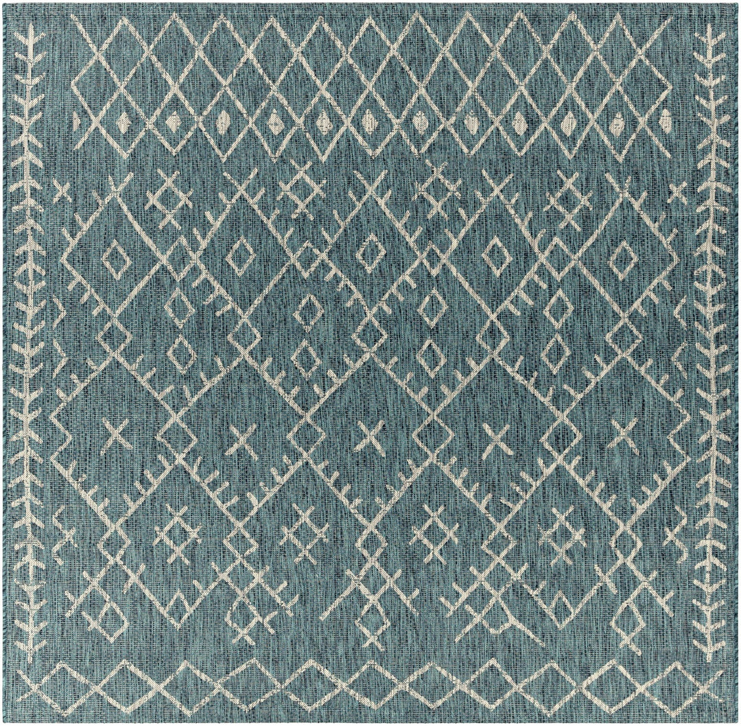 Rapelje Teal And Beige Modern Style Outdoor Area Rug - The Rug Decor