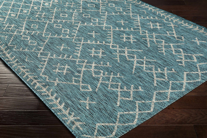 Rapelje Teal And Beige Modern Style Outdoor Area Rug - The Rug Decor