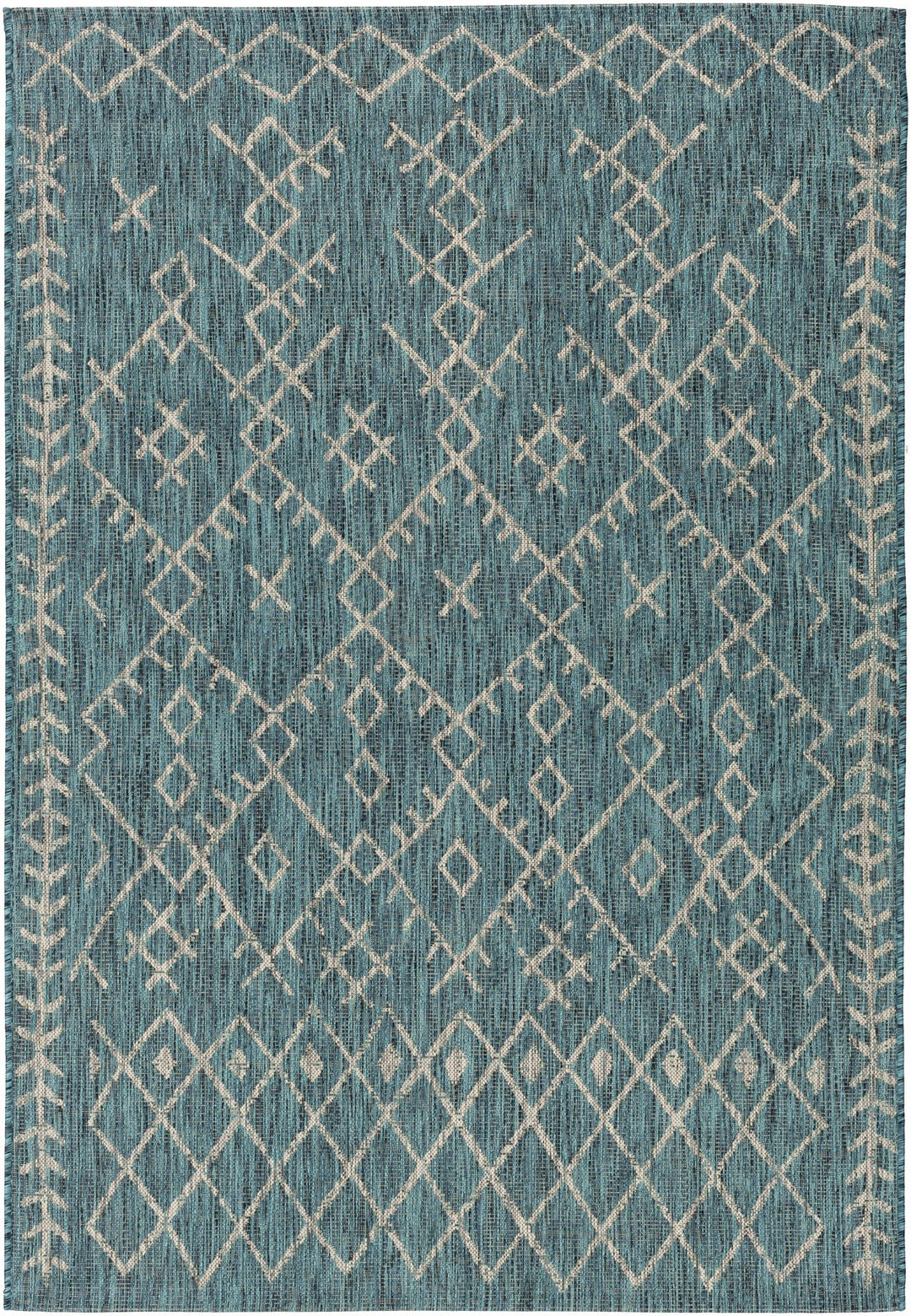Rapelje Teal And Beige Modern Style Outdoor Area Rug - The Rug Decor