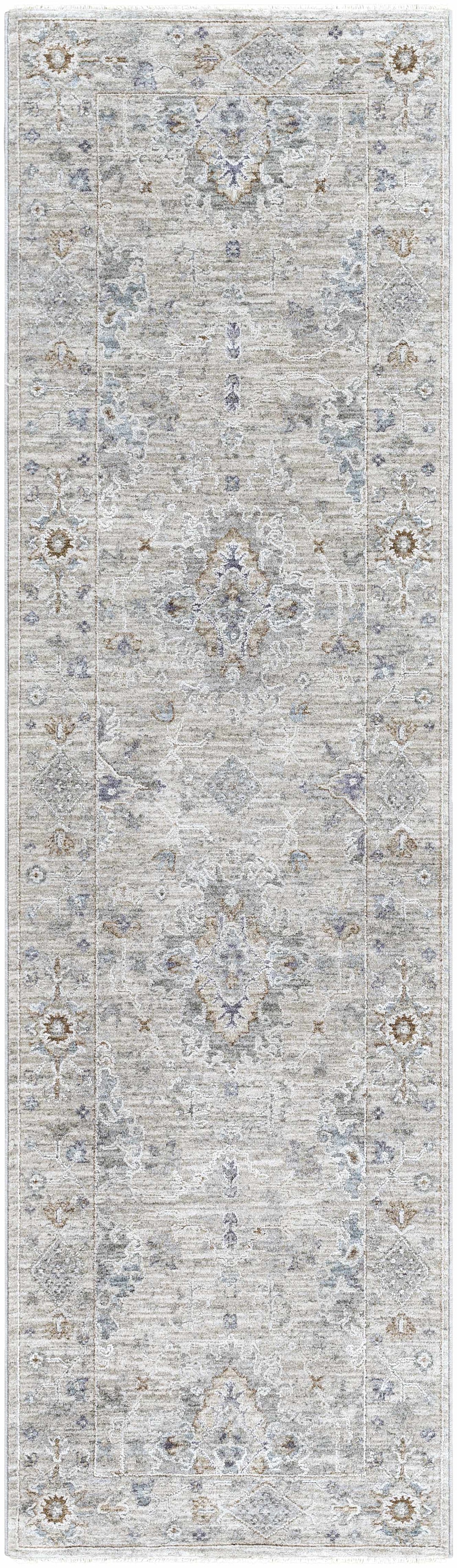 Rochedale Gray Traditional Floral Design Area Rug