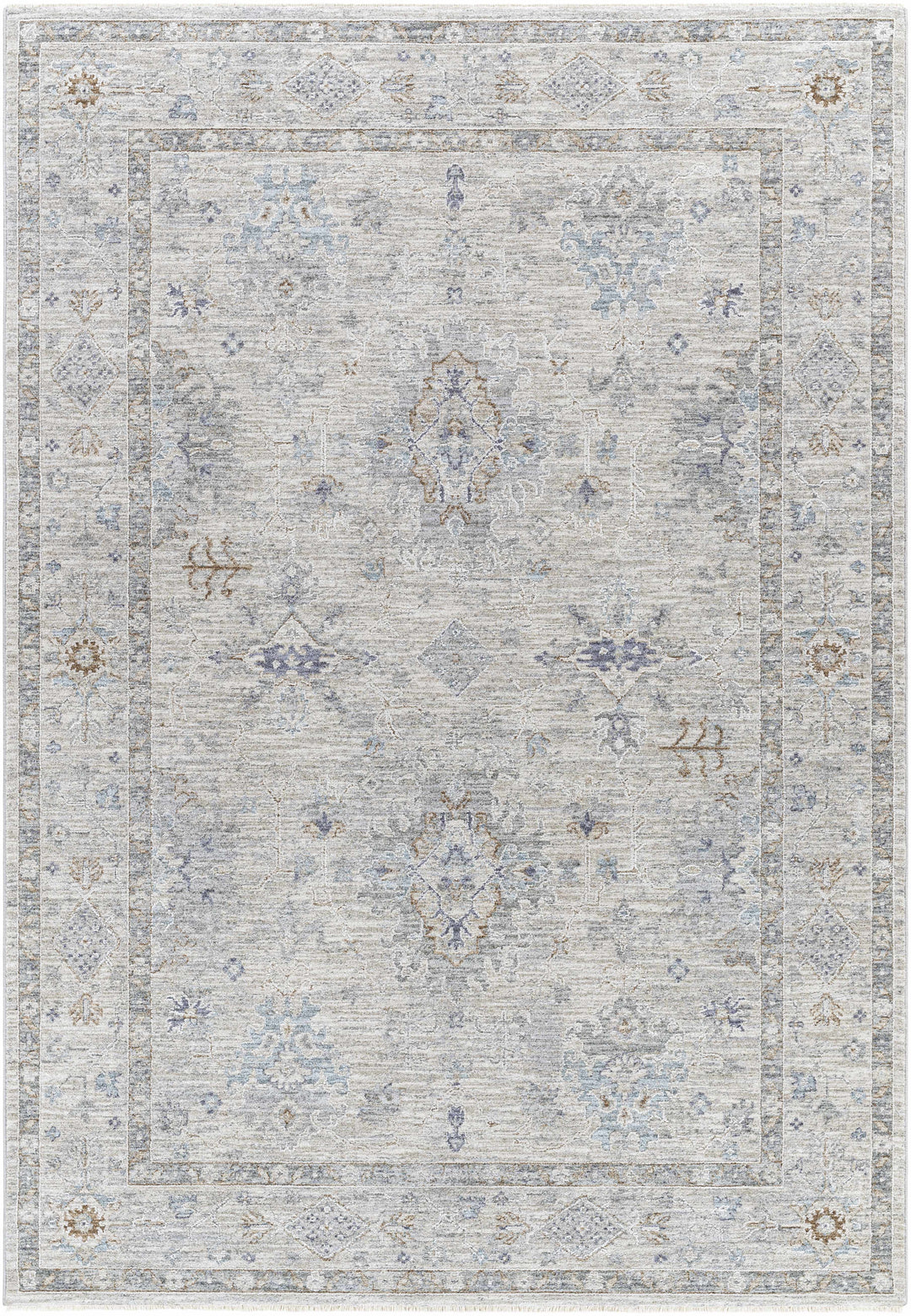 Rochedale Gray Traditional Floral Design Area Rug