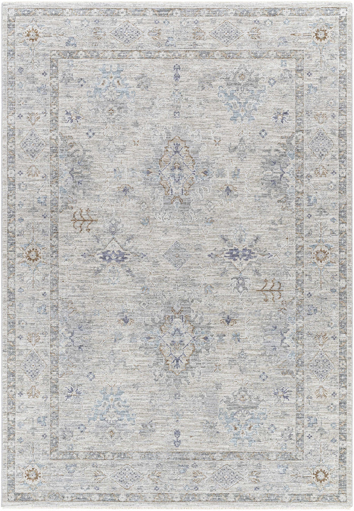 Rochedale Gray Traditional Floral Design Area Rug