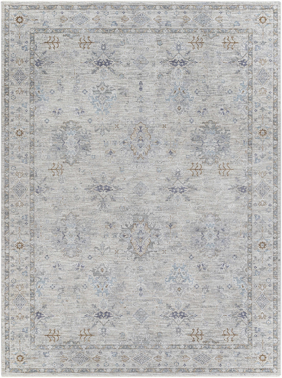 Rochedale Gray Traditional Floral Design Area Rug