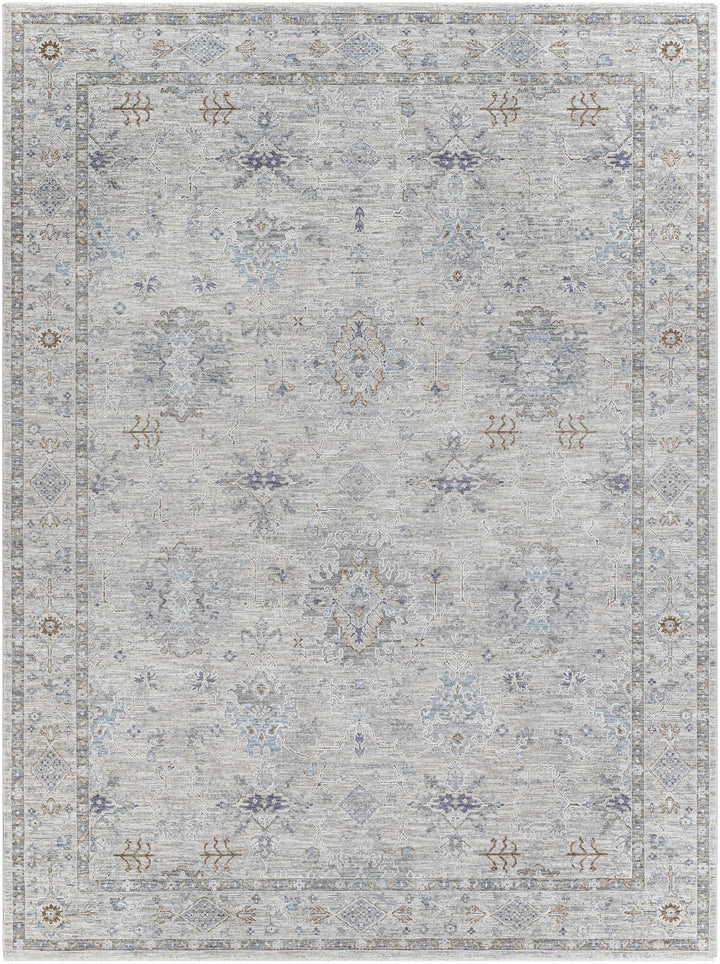 Rochedale Gray Traditional Floral Design Area Rug
