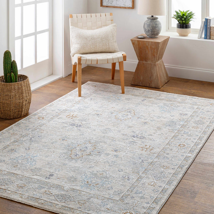 Rochedale Gray Traditional Floral Design Area Rug