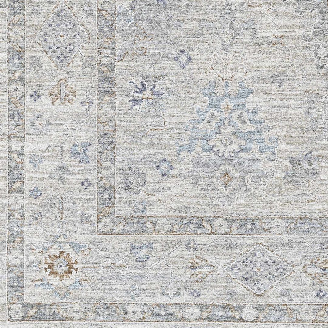 Rochedale Gray Traditional Floral Design Area Rug