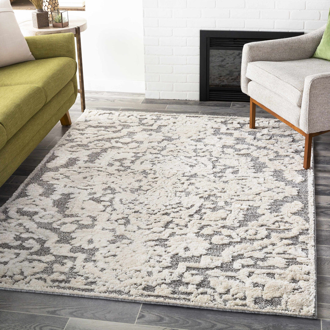 Rockeagle Ivory And Gray Modern Abstract Design Area Rug