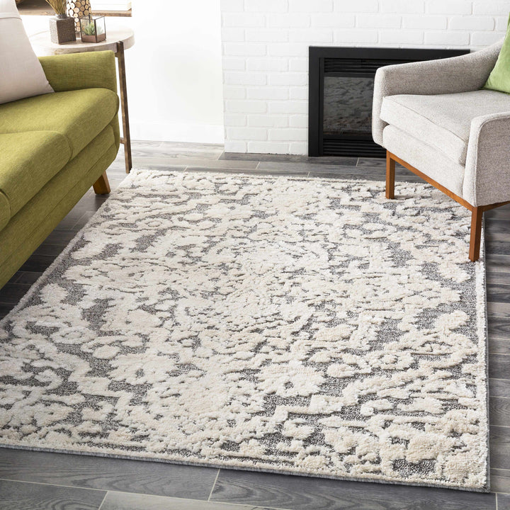 Rockeagle Ivory And Gray Modern Abstract Design Area Rug