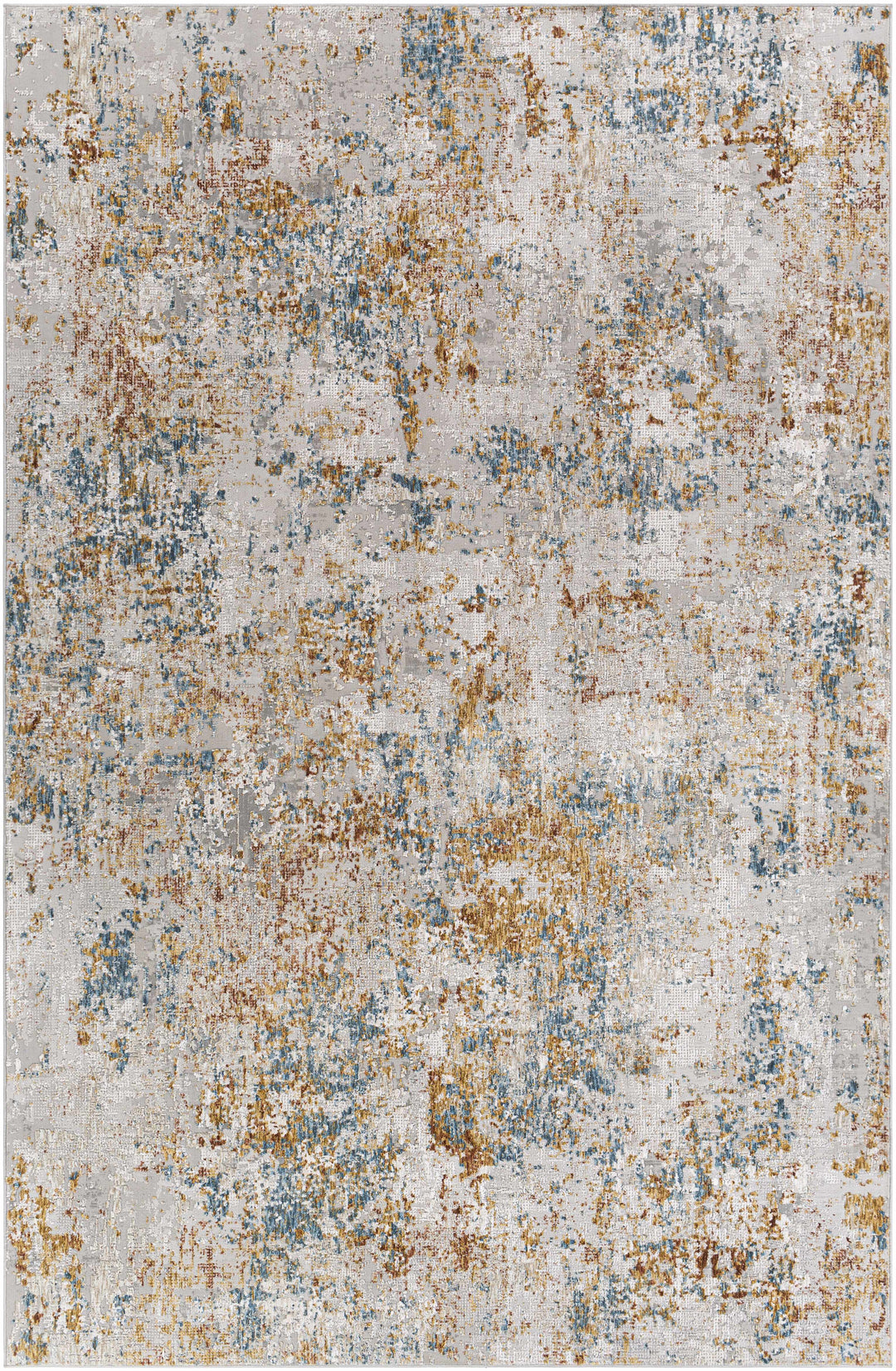 Contemporary Ivory And Mustard Machine Woven Area Rug