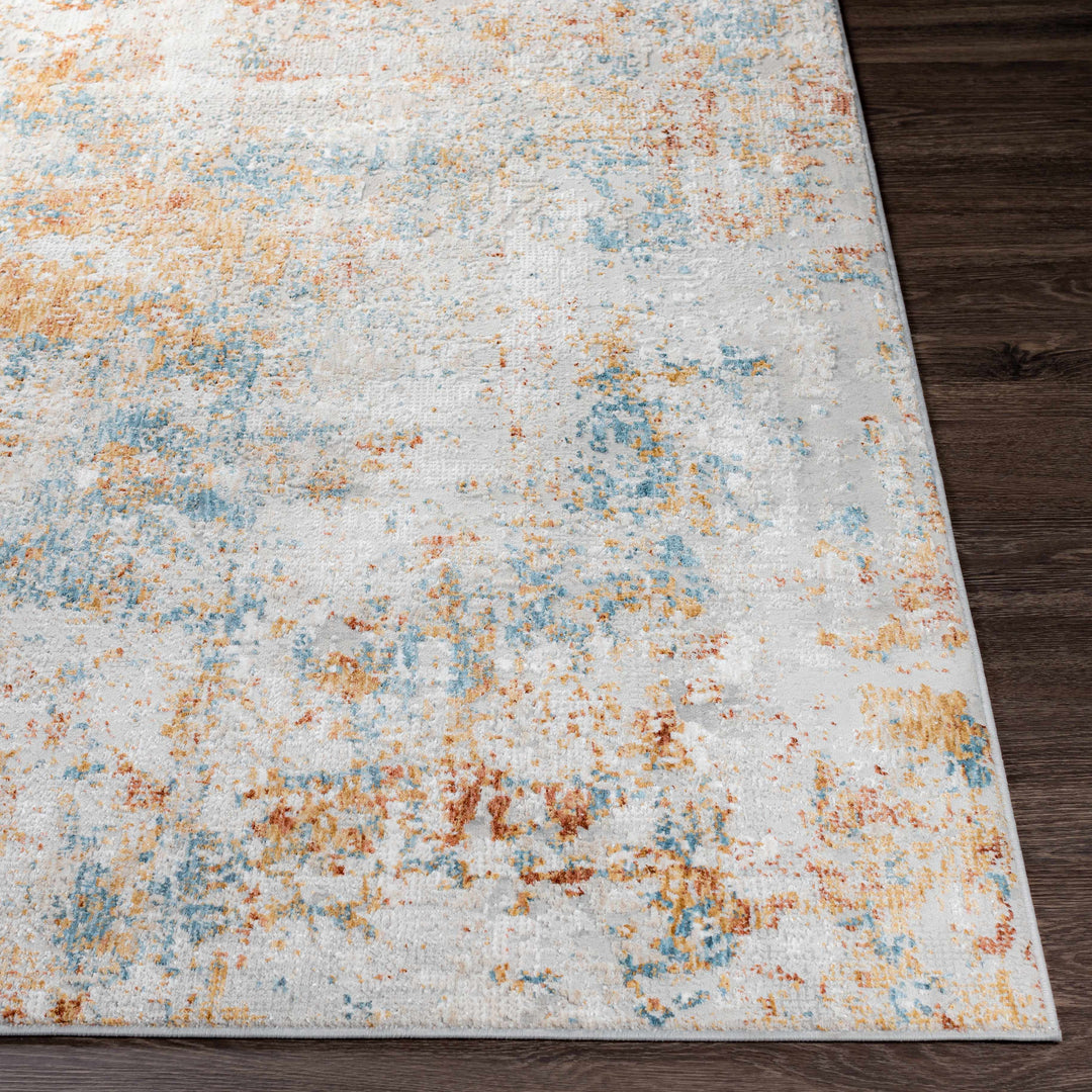 Contemporary Ivory And Mustard Machine Woven Area Rug