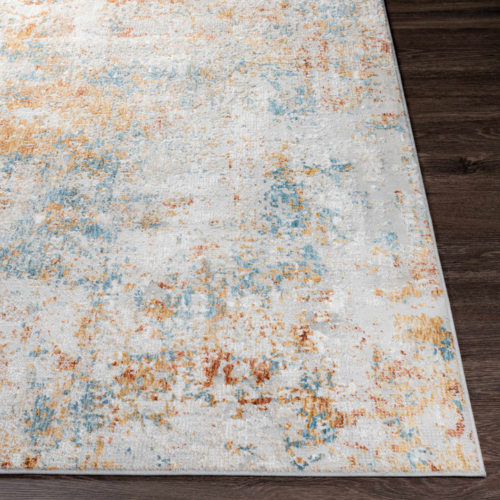Contemporary Ivory And Mustard Machine Woven Area Rug