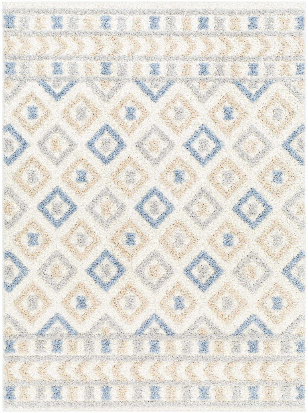 Eivin Modern Geometrical Design Beige And Blue Area Rug