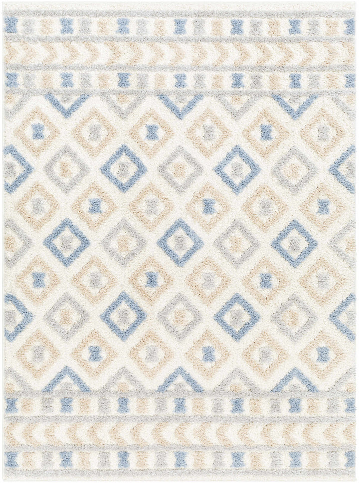 Eivin Modern Geometrical Design Beige And Blue Area Rug