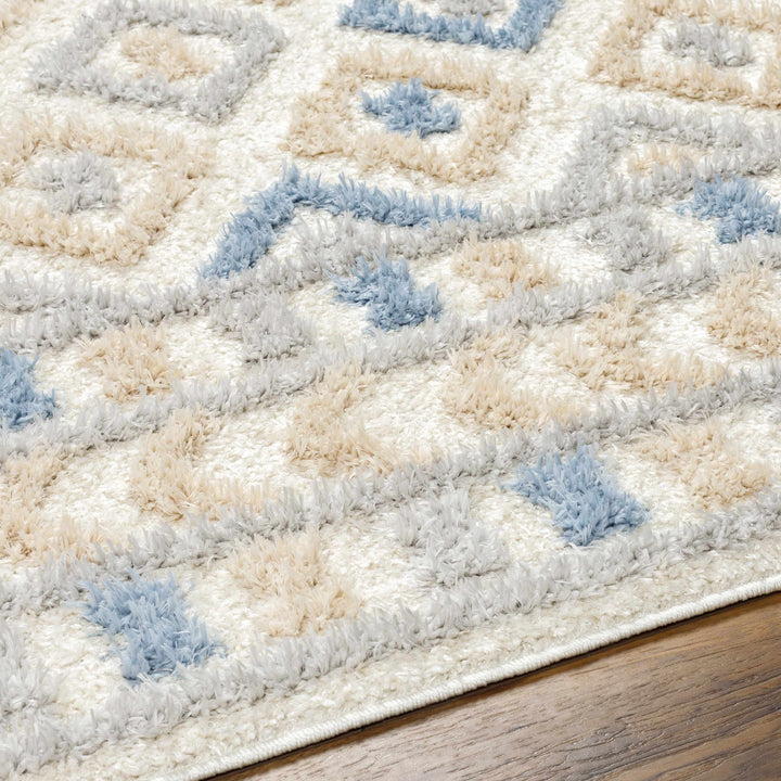 Eivin Modern Geometrical Design Beige And Blue Area Rug