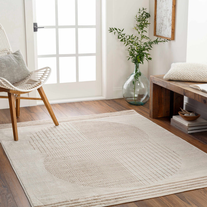 Zeke Modern Geometric Design Ivory And Tan Rug