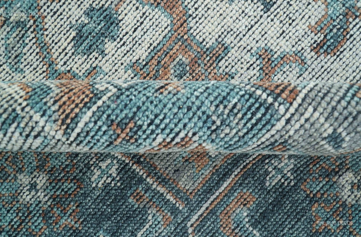 Ready to Ship 10x10 Square Distressed Brown And Gray Hand Knotted Wool Rug - The Rug Decor