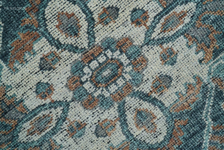 Ready to Ship 10x10 Square Distressed Brown And Gray Hand Knotted Wool Rug - The Rug Decor
