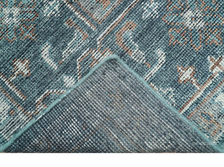 Ready to Ship 10x10 Square Distressed Brown And Gray Hand Knotted Wool Rug - The Rug Decor