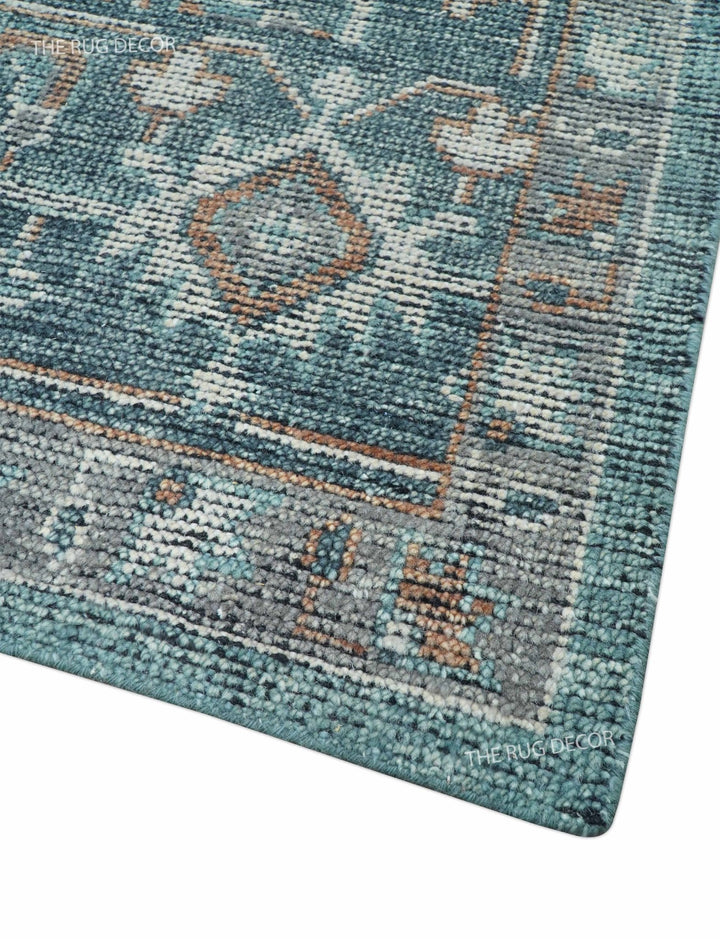 Ready to Ship 10x10 Square Distressed Brown And Gray Hand Knotted Wool Rug - The Rug Decor