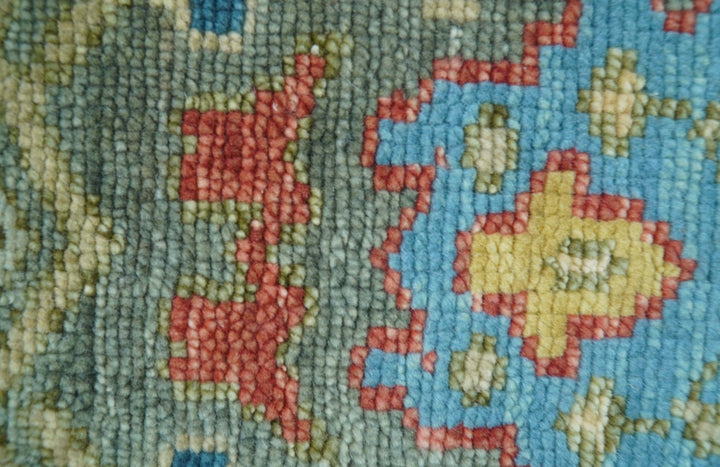Ready to Ship 2.6x8 Oushak Charcoal and Blue Hand Knotted Wool Area Rug - The Rug Decor