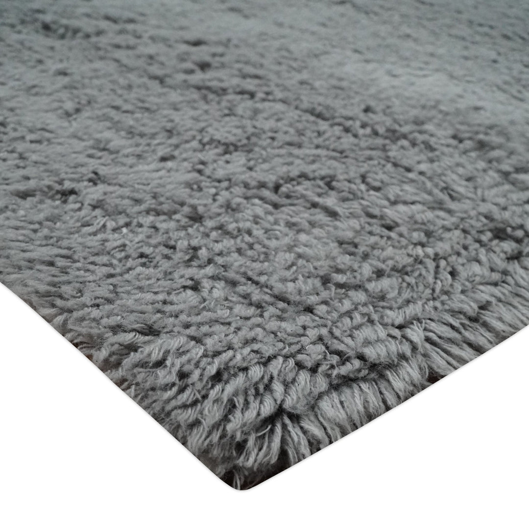 Ready to Ship 3x5 Hand Woven Modern Solid Design Gray Wool Rug - The Rug Decor