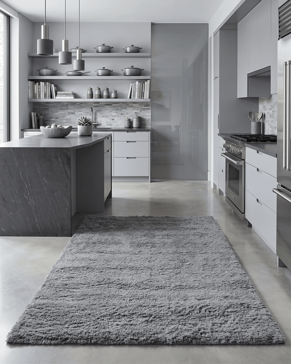 Ready to Ship 3x5 Hand Woven Modern Solid Design Gray Wool Rug - The Rug Decor