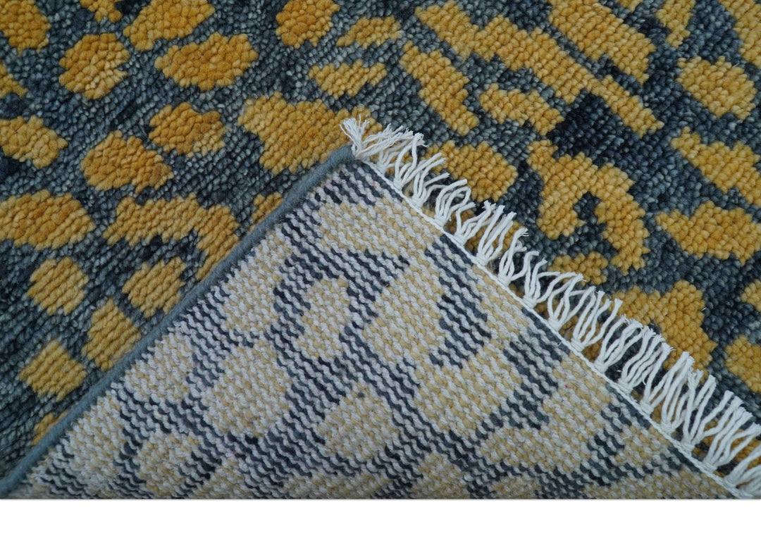 Ready to ship 3x5 Modern leopard print Charcoal And Gold Wool Rug - The Rug Decor