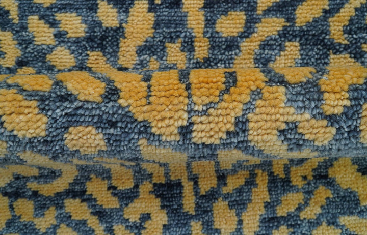 Ready to ship 3x5 Modern leopard print Charcoal And Gold Wool Rug - The Rug Decor