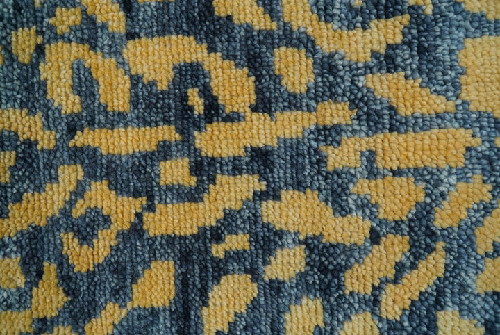 Ready to ship 3x5 Modern leopard print Charcoal And Gold Wool Rug - The Rug Decor