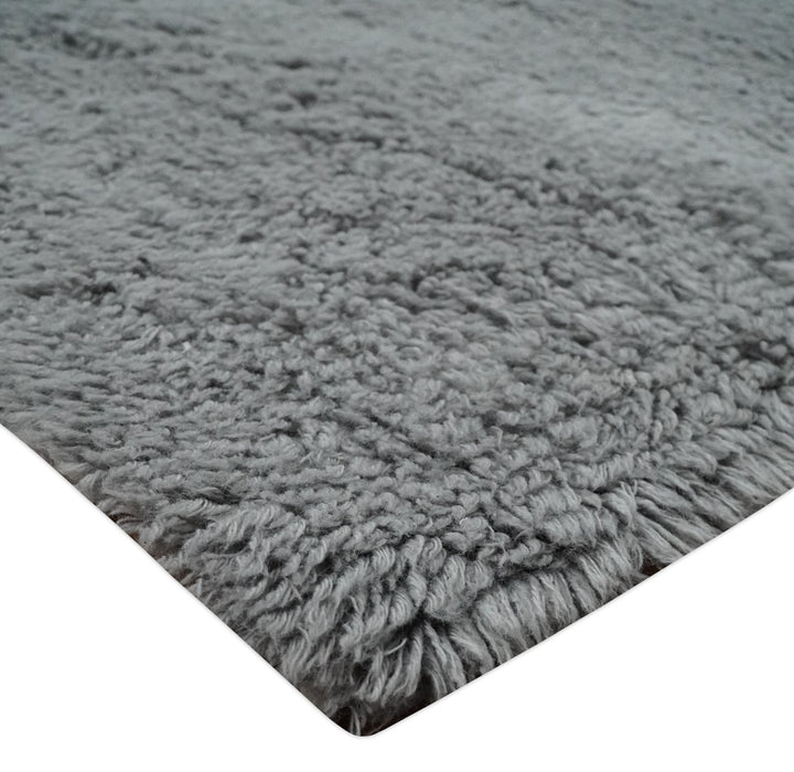Ready to Ship 4x6 Hand Woven Modern Solid Design Gray Wool Rug - The Rug Decor