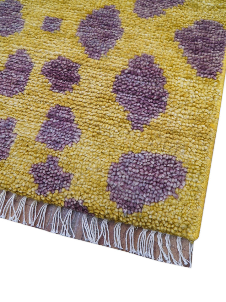 Ready to Ship 5x15 Runner Leopard Design Mustard Hand Knotted Wool Rug - The Rug Decor