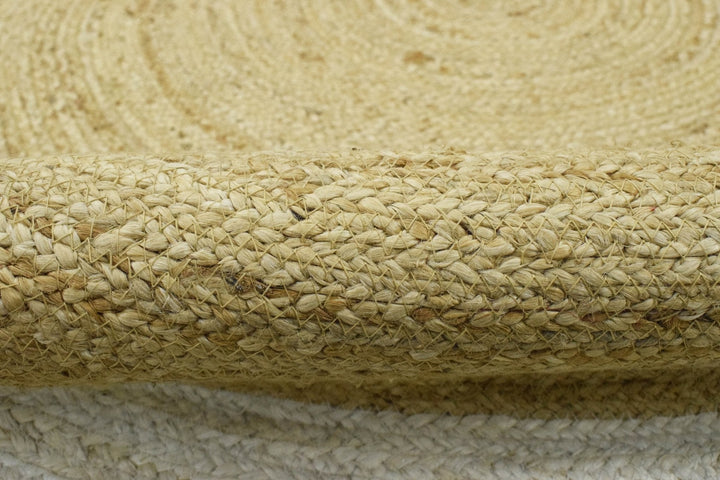 Ready to Ship 5x5 Round Solid Natural Brown Hand Braided Jute Rug - The Rug Decor