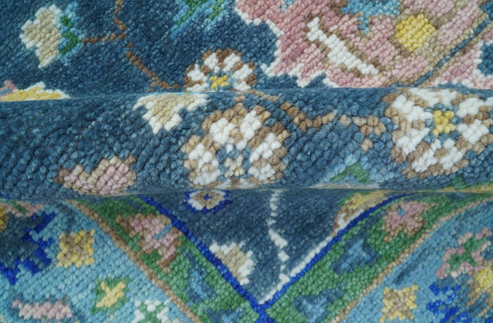 Ready to Ship 5x8 Hand Knotted Green and Blue Turkish Design Wool Rug - The Rug Decor