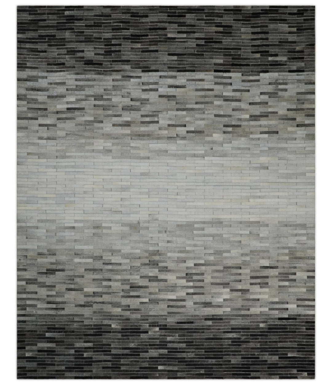 Ready to Ship 5x8 Modern Black And Silver Handmade Leather Rug - The Rug Decor