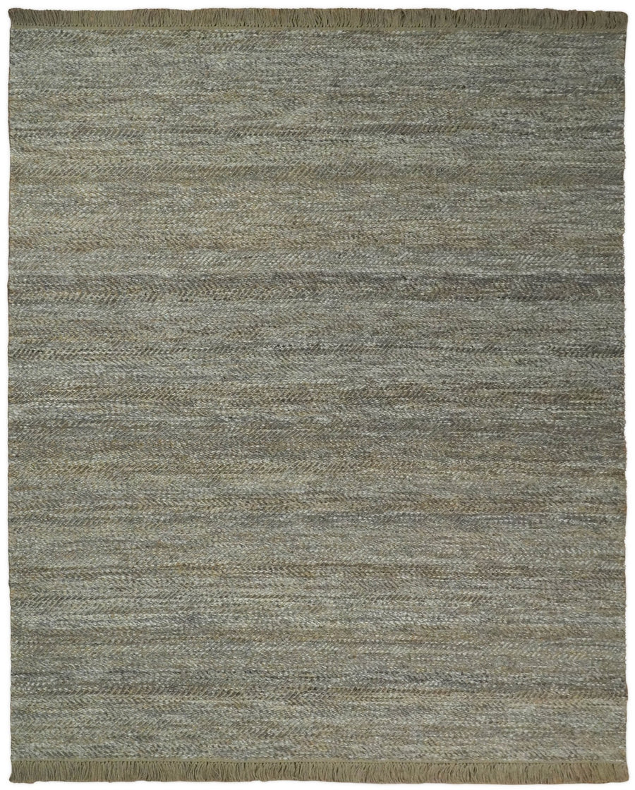 Ready to Ship 6x9 Hand Woven Gray And Brown Jute and Wool Rug - The Rug Decor